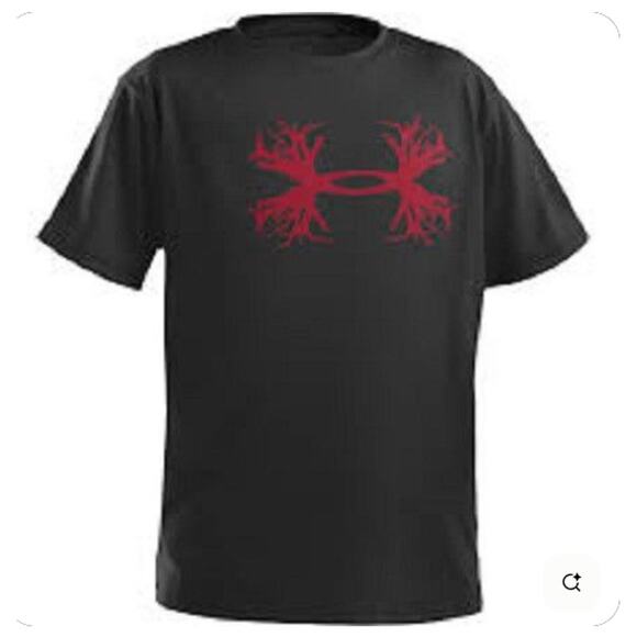 Under Armour Boys Black T-Shirt Heat Gear Loose Fit Short Sleeve Size Medium - Picture 1 of 4